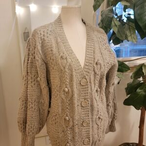 Sea new york Merino Wool alpaca polly popcorn chunky puff sleeve Sweater $425